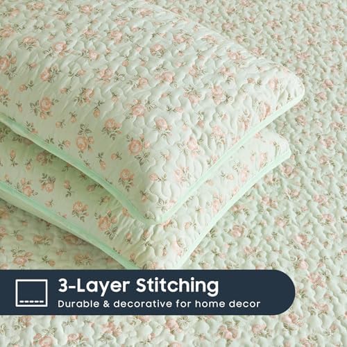 Wake In Cloud Floral Quilt Set 3-Piece QueenFull