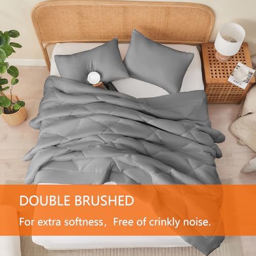 YOOHU Full Comforter Set Grey 3 Pieces All Season