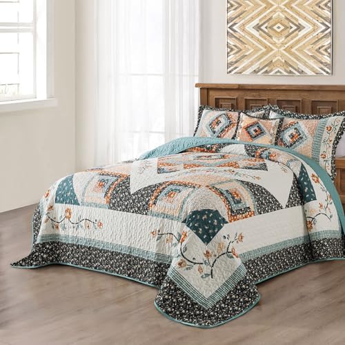 BEDIFANY Floral Oversized King Quilt Set 3 Piece