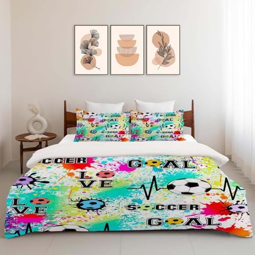 Fuzawet Soccer Comforter Set 3 Pieces Twin Bedding for All Ages