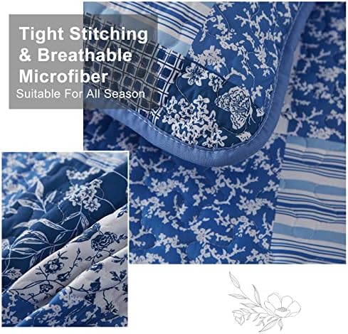 Mybedsoul Blue Boho Quilt Set King 3 Piece