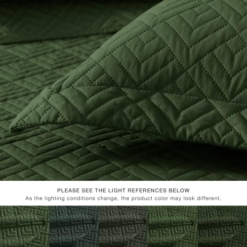 EXQ Home King Size Quilt Set Olive Green 3 Piece