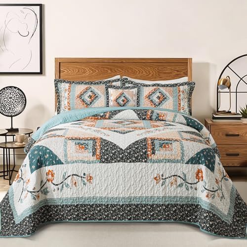 BEDIFANY Floral Oversized King Quilt Set 3 Piece