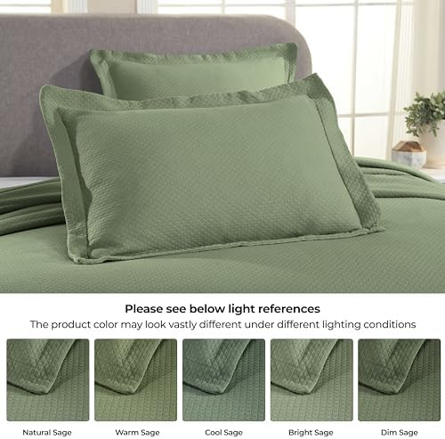 Superior Solitaire Cotton Bedspread Set Full Size 3 Piece