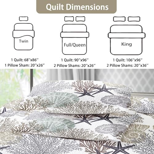 Tritard 3 Piece Coastal Quilt Set King Size