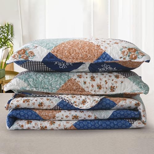 Dinjoy Reversible Patchwork Quilt Set King Size