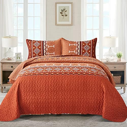 WONGS BEDDING Burnt Orange Quilt Set Queen Size