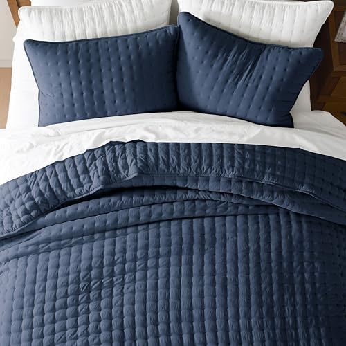 WDCOZY Navy Blue Queen Quilt Set with Pillow Shams