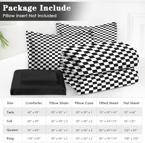 Nesphy Plaid Checkerboard Quilt Comforter Set 5 Pcs Twin Size
