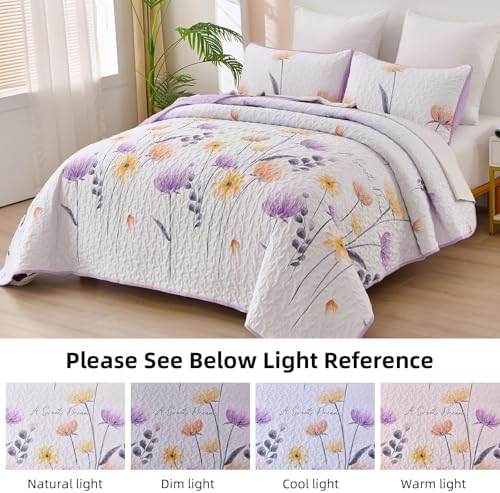 Dinjoy Floral Queen Quilt Set 3 Pieces