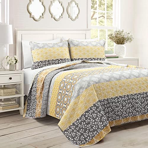 Bohemian Stripe Reversible Cotton Quilt Set King Size