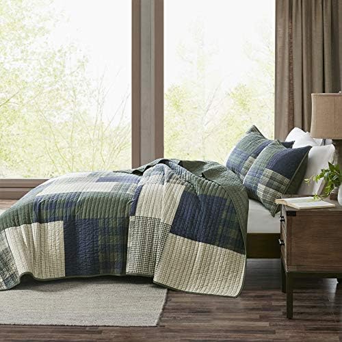 Woolrich Mill Creek Reversible Quilt Set - 3 Piece Plaid Green