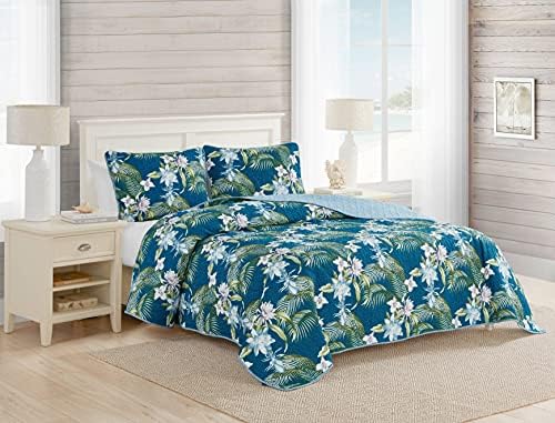 Tommy Bahama Queen Quilt Set - Southern Breeze Dark Blue