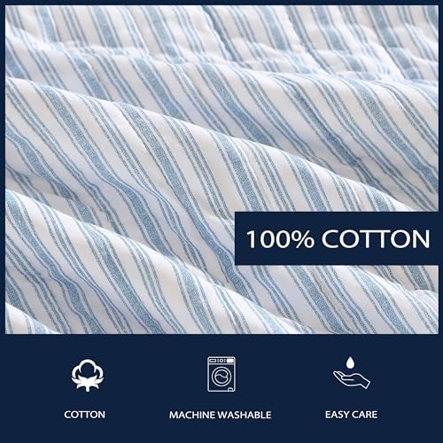 Nautica Twin Quilt Set - Light Blue Coleridge Stripe