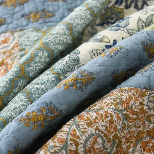 NEWLAKE King Size Quilt Set - 100 Cotton Patchwork Reversible Bedspread