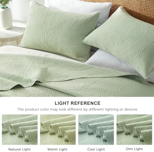 WURUIBO Twin Quilt Set Sage Green