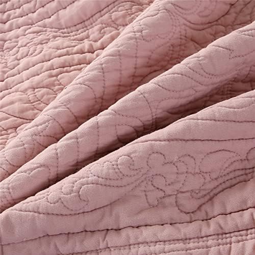 WINLIFE Cotton Quilted Pillow Sham Dusty Pink