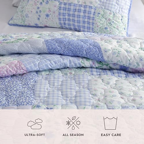 Laura Ashley Kids Full Quilt Set - Parker Patchwork Purple 1