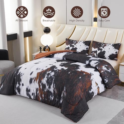 PERFEMET Cow Print King Comforter Set 3 Pieces