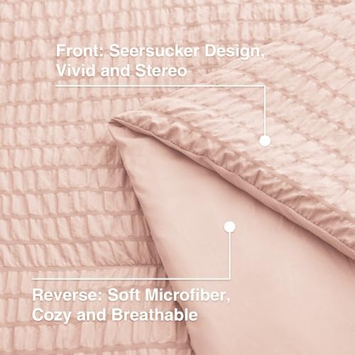 Loves Cabin Seersucker Pink Twin Comforter Set 5 Pieces