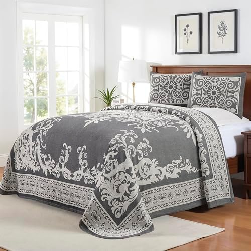 Superior Cotton Blend Bedspread Set Twin Charcoal