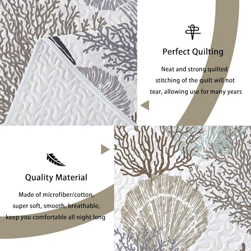 Tritard 3 Piece Coastal Quilt Set King Size
