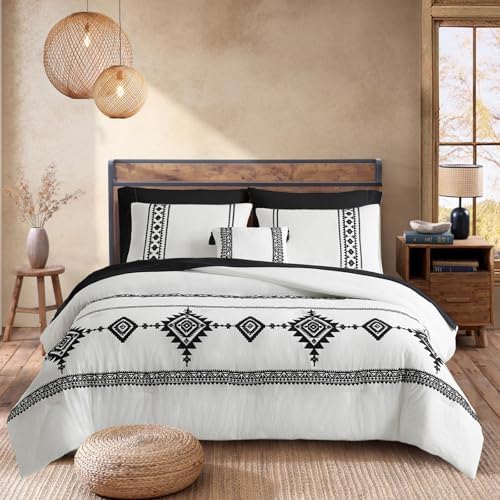 MAIREVE Embroidery King Size Comforter Set 7 Pieces