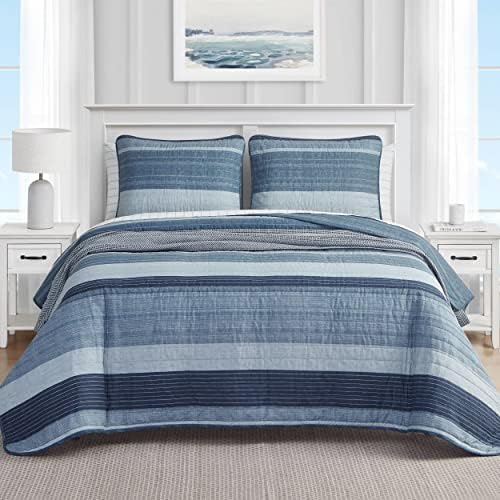 Nautica Twin Quilt Set - Ridgeport Blue Cotton Reversible Bedding