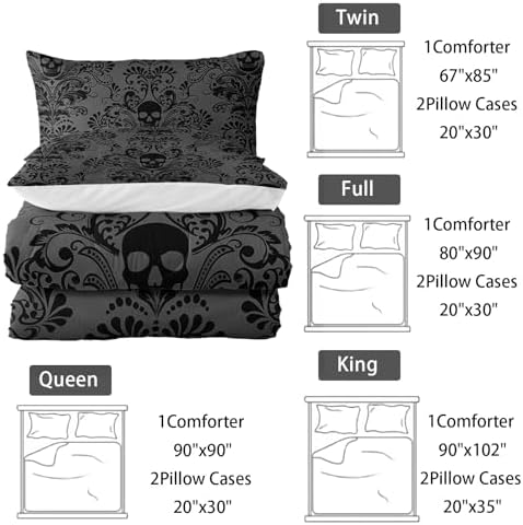 Nttopship Gothic Floral Comforter Set King Size