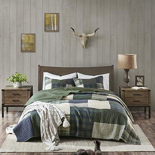 Woolrich Mill Creek Reversible Quilt Set - 3 Piece Plaid Green
