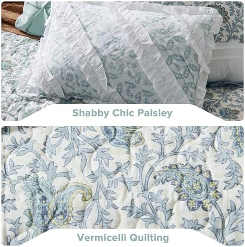 Madison Park Cotton Quilt Set Shabby Chic Floral Print