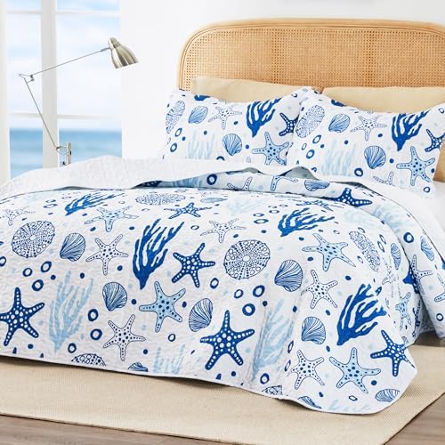 Loves Cabin Coastal White Quilt Set - 3 Piece