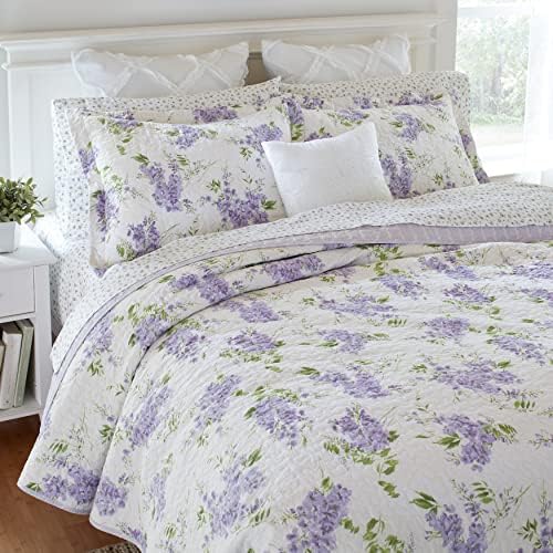 Laura Ashley Queen Quilt Set with Reversible Cotton Shams