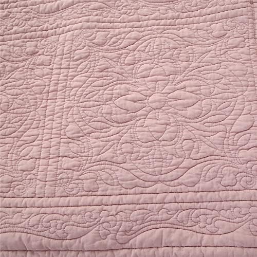 WINLIFE Cotton Quilted Pillow Sham Dusty Pink