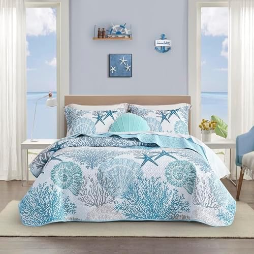 Tritard 3-Piece King Size Coastal Quilt Set