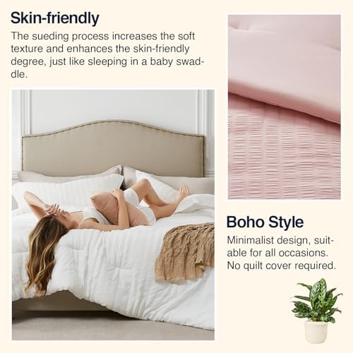 Quataly Pink Seersucker Comforter Set 3 Pieces