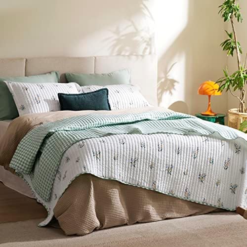 Bedsure Floral Quilt Set Queen - Reversible Botanical Quilt Bedding Set