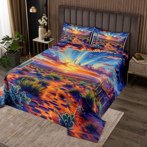 Erosebridal Neon Cactus Quilt Set King Size 1