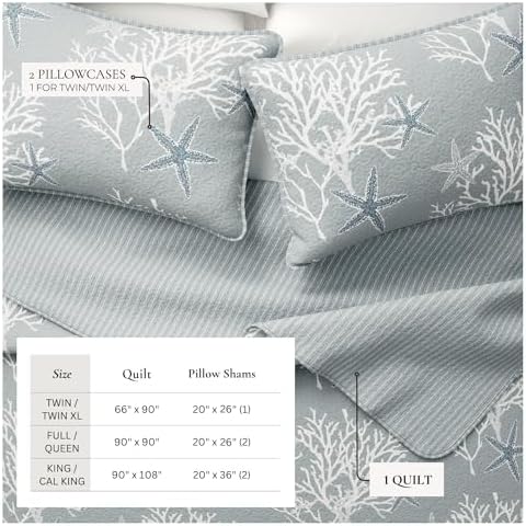 Great Bay Home Full Queen Coastal Quilt Set 1