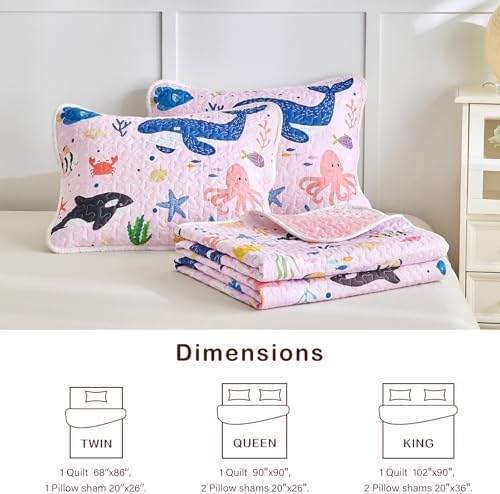 Joyreap 2-Piece Twin Size Cotton Quilt Set with Ocean Design