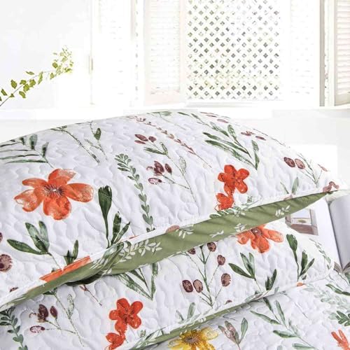 Nanko Queen Size 3 Pcs Floral Quilt Set
