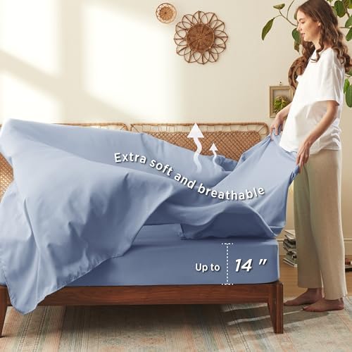 Bedsure Blue Twin XL Comforter Set 5 Piece Floral Bedding