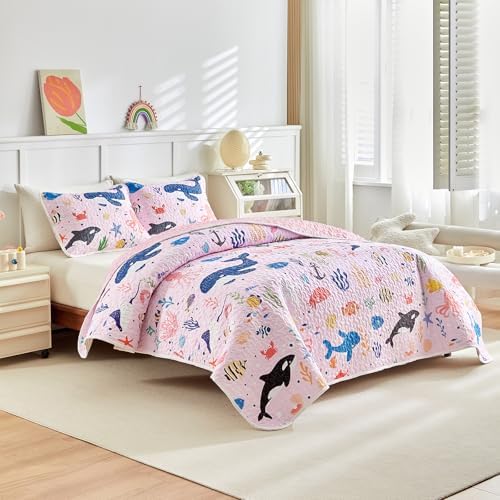 Joyreap 2-Piece Twin Size Cotton Quilt Set with Ocean Design