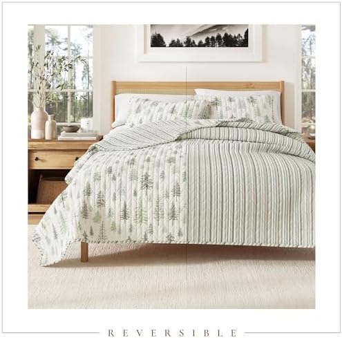 Great Bay Home 3-Piece Reversible Forest Cabin Bedspread King Quilt Set