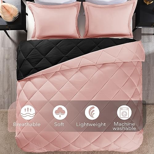 Downluxe Queen Comforter Set - Pink and Black 1