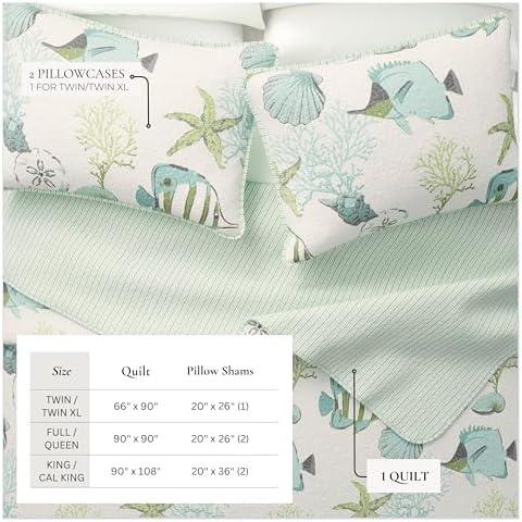 Great Bay Home Full Queen Coastal Quilt Set