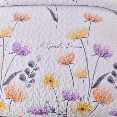 Dinjoy Floral Queen Quilt Set 3 Pieces