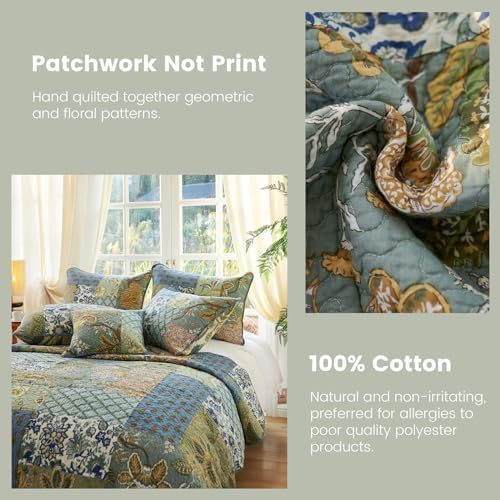 Secgo Queen Comforter Set - 100 Cotton Reversible Patchwork