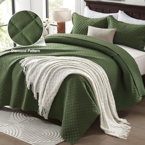 SunStyle Home Olive Green King Quilt Bedding Set
