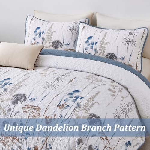 Dobuyly Floral Botanical Quilt Bedding Set 3 Pieces